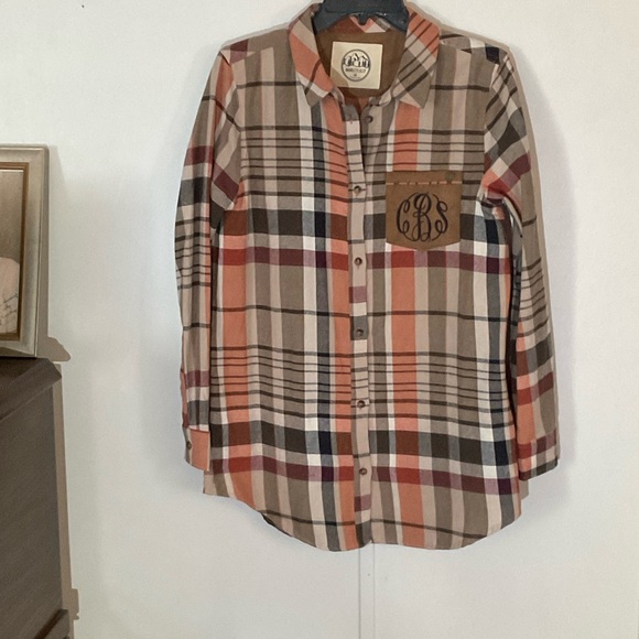 Marleylilly plaid Shirt with Monogram Pocket - Picture 1 of 8